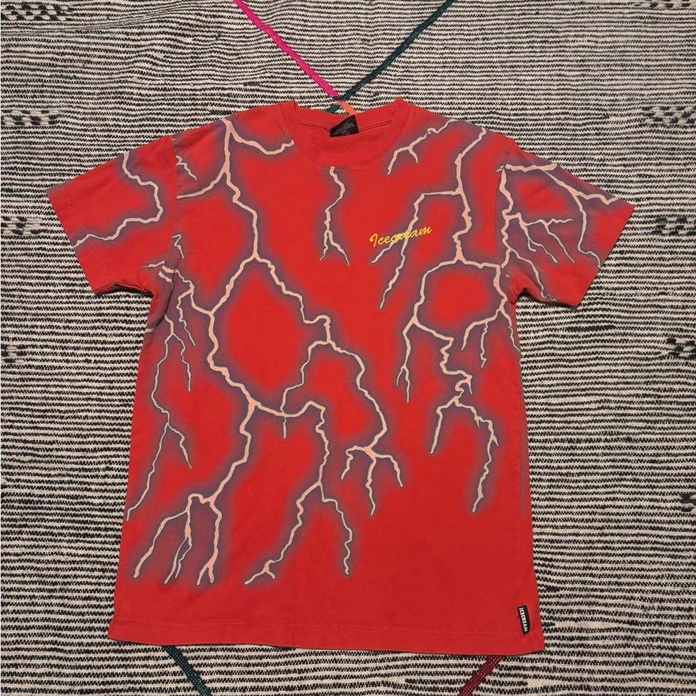 Red T-Shirt with Lightning Design